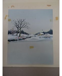 Winterlandschaft. Aquarell. Um 1955. 21 x 17 cm.