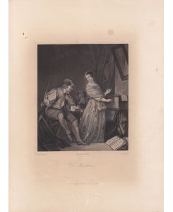 Der Musiklehrer, Stahlstich um 1860 von F. Schmidt nach Jan Van Steen, Blattgröße: 30 x 21, 3 cm, reine Bildgröße: 17 x 13 cm.