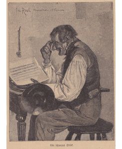 Ein schweres Stück, Holzstich 1880 von Jos. Rösl, Blattgröße: 16, 7 x 12 cm, reine Bildgröße: 16 x 11, 5 cm.