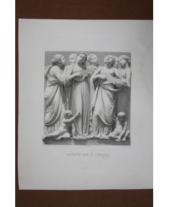 Laute, Laudate eum in Cithara, schöner Stahlstich um 1850 von L. Della Robbia, Blattgröße: 38 x 30 cm, reine Bildgröße: 24 x 19 cm.