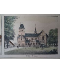 Ratzeburg von oberhalb d. Sägemühle gesehn (!). Kolorierte Lithographie mit 10 Randansichten von F. G. Müller. Verden, um 1880. 38 x 59, 5 cm.