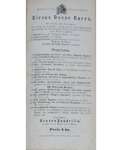 Sammelband mit 10 Programmzetteln des Königlich Niederländischen Circus Oscar Carré für ein Gastspiel in Nürnberg.