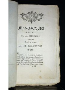 Jean-Jacques A Mr. S. . . [Servan] sur des réflexions contre ses derniers ecrits. Lettre pseudonyme. [Von Claire-Marie Mazarelli, Marquise de la Vieuville de Saint-Chamond].