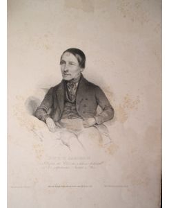 Porträt. Fast Kniestück, sitzend. Lithographie von Verlag Joseph Bermann in Wien, Blatt: 36, 5 x 53, 5 cm, um 1840.