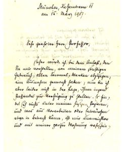 Dichter (1875-1926): Eigenh. Brief mit U. München, 15. III. 1917. Kl. -8°. 1 ½ S. Doppelblatt. - Mit Kuvert.