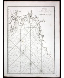 Carte de la Cote orientale du Golfe de Bengale - Bay of Bengal India Hatiya island sea map Karte Mannevillette Neptune Oriental