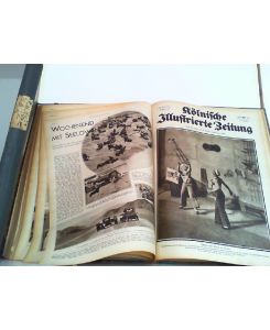 Kölnische Illustrierte Zeitung. Hier 7. Jahrgang 1932 Nummer 1-53 komplett ! MIT DECKBLÄTTERN in zwei Halbleineneinbänden der Zeit eingebunden.