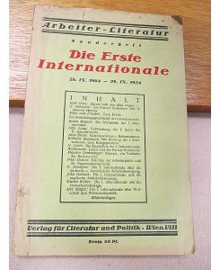 Arbeiter-Literatur: Sonderheft *Die Erste Internationale 28. IX. 1864 - 28. IX. 1924 *. ( Hier nur das Sonderheft )