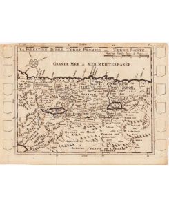 La Palestine, Judee, Terre promise ou Terre Sainte. Orig. Kupferstichkarte, c. 1700.