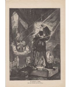Orig. Holzstich Götter Orakel Kult - Die Priesterin von Delphi.   - Nach einem Gemälde von Henri Motte.