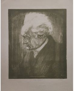 Portrait. Goethe als 80iger. Lithographie von Karl Bauer (1868-1942). Unten mit Bleistift signiert und bezeichnet.