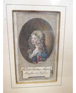 Fridrike Christine Auguste, Prinzessin von Preußen. Koloriertes Kupferstich-Porträt nach links im Rund, alt gerahmt. ( *1780 - 1841 )