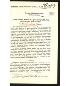 Versuch einer Skizze der paläogeographischen Beziehungen Südamerikas.   - Sonderdruck aus der Geologischen Rundschau, Bd. XX, 1929, Heft 2.