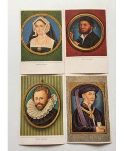Gestalten der Weltgeschichte (Konvolut 4 SB) Nr. 18 Jane Seymour + Nr. 21 Hans Holbein + Nr. 26 Robert Devereus + Nr. 31 Philipp de Gute von Burgund, in Miniatur (siehe org. Bild)  - Sammelwerk Nr. 7 Gruppe 25