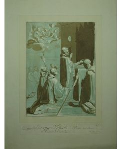 Die Feier der heiligen Messe. Farbradierung mit Aquatinta, nach der Zeichnung von Jacopo Vignali.