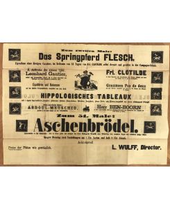 Zum zweiten Male: Das Springpferd Flesch, Eigenthum eines hiesigen Cavaliers, im Zeitraum von 14 Tagen von Frl. Clotilde selbst dressirt und geritten in der Campagne Schule.