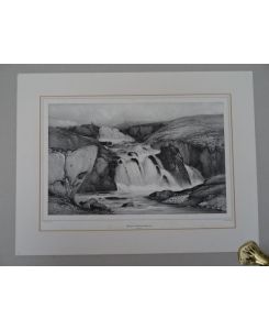 Cascade de Baerfoss à Fossvellir (Islande). Lithographie von A. Joly nach A. Mayer. Um 1830. 23, 5 x 37, 5 cm.