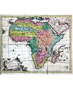 World Map and 4 continents - set of 5 engraved handcolored maps. - Mappa Totius Mundi vel Planiglobium Terrestris - Nova Tabula Americae - Nova Tabula Europae - Nova Tabula Asiae - Nova Tabula Africae