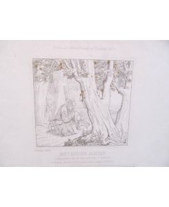 Betender Jäger nach einem Ölgemälde von Schorn + Rafael die Madonna della Sedia componirend. In Stahl gestochen von Eichens nach einem Gemälde von Hopfgarten. Zwei Darstellungen . . .
