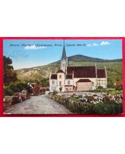 Ansichtskarte AK Metzeral (Münstertal. Hochvogesen) Kirche (Gefechte 1914-1916) (Feldpost)