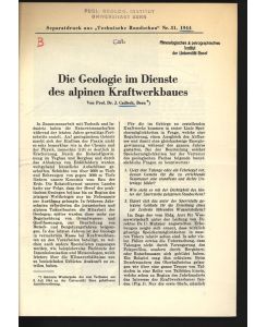 Die Geologie im Dienste des alpinen Kraftwerkbaues.   - Separatdruck aus Technische Rundschau Nr. 31.