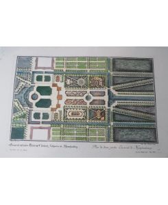 Plan du demi jardin Electorale de Nymphenbourg. . . Kolorierter Original Kupferstich um 1770