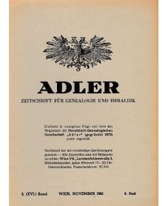 Vom christlichen Sinn der Genealogie.   - In: Adler. Zeitschrift für Genealogie und Heraldik; 1950. Heft 6.