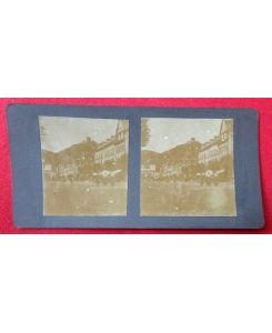 Original Stereoskopie-Fotografie (Stereobild. Stereophotographie). Waldkirch 1910. Ortsansicht