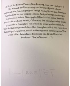 Aus den Briefen des Horaz.   - Übersetzt von Bernhard Kytzler. Mit vier Original-Radierungen von Gottfried Honegger, davon eine auf dem Umschlag.
