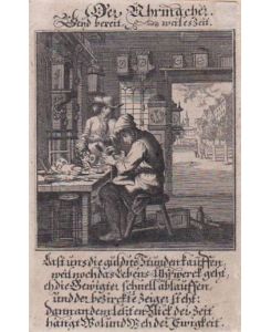 Der Uhrmacher. Orig. Kupferstich v. Chr. Weigel, 1698.