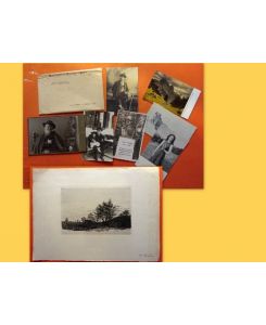 Sammlung von hs. Postkarten, Fotografien und 1 Orig. Radierung v. Karl Haider