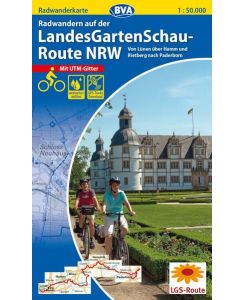 Radwanderkarte BVA Radwandern auf der LandesGartenSchau-Route NRW 1:50:000, reiß- und wetterfest, GPS-Tracks Download  - Von Lünen über Hamm und Rietberg nach Paderborn