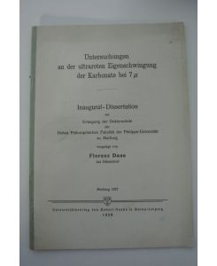 Untersuchungen an der ultraroten Eigenschwingung der Karbonate bei 7 [my]  - Inaugural-Dissertation (Universität Marburg).
