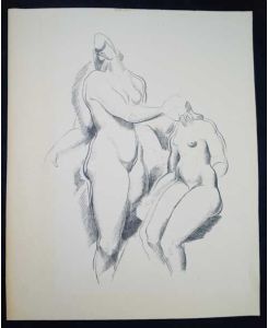 Zwei weibliche Akte. Figürliche Komposition. Original Lithografie aus Genius - Zeitschrift für werdende und alte Kunst 1921.