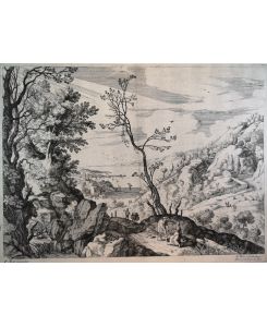 Kupferstich von 1605. Die Landschaft mit der Blinden.