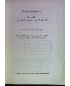 Schriften zur Philosophie und Ästhetik I.   - Gesammelte Schriften: Band 1