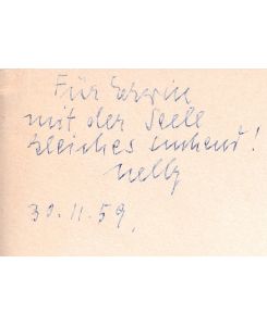 Schriftstellerin (1891-1970; Nobelpreis 1966): Eigenhänd. Widmung mit U. auf dem Deckel des Heftes 41 der Zeitschrift hortolus.