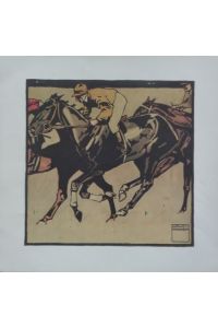 Farboffset-Blatt aus der Turf-Serie von 1909. Schön gemachter Neuabzug auf Karton-Bütten, in der Platte signiert.   - Wohl ca 1980.