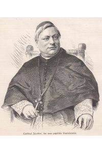 geb. am 6. Januar 1832 in Genzano di Roma, Kardinal, der neue päpstlicher Staatssekretär. Hüfbild, sitzend.