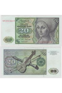 T135605 Banknote 20 DM Deutsche Mark Ro. 271b Schein 2. Jan. 1970 KN GF 2761941 F