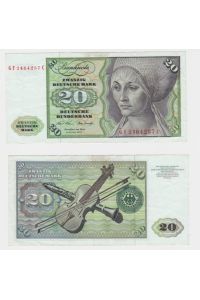 T145880 Banknote 20 DM Deutsche Mark Ro. 271b Schein 2. Jan. 1970 KN GF 2464257 C