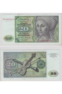 T145886 Banknote 20 DM Deutsche Mark Ro. 271b Schein 2. Jan. 1970 KN GE 8007645 Q