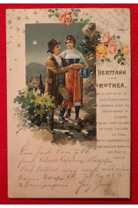 Ansichtskarte AK Farblitho Hermann und Dorothea mit Text v. Goethe (hier Göthe) (Künstlerpostkarte)