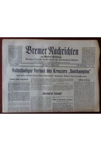 Bremer Nachrichten mit Weser Zeitung. Nr. 17 - 17. Januar 1941.   - Schlagzeile: Vollständiger Verlust des Kreuzers Southampton.