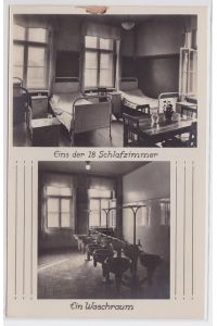 87872 Foto Ak Arbeiter-Turn- u. Sportschule Leipzig Schlafraum Waschraum um 1930