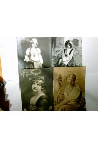 Vinatge. Nostalgie. Frauenfotographie. 4 x Alte AK s/w, gel. 1909 - 1918. 1 x Spruch AK.