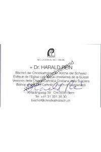 Original Autograph Harald Rein /// Bischof der Christkatholischen Kirche der Schweiz