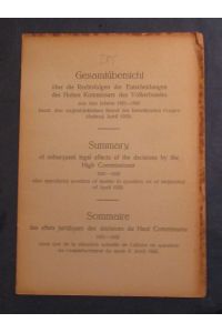 Gesamtübersicht über die Rechtsfolgen der Entscheidungen des Hohen Kommissars des Völkerbundes aus den Jahren 1921 . 1932 bezw. Den augenblicklichen Stand der betreffenden Fragen (Anfang April 1933).