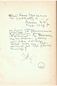 Schriftsteller (1893-1983). Eigenh. Widmung mit e. Zeichnung auf Vortitel seines Buches: Die Nächtezettel der Sinsebal.