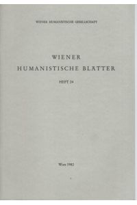 Wiener humanistische Blätter Heft 24.